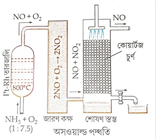 নাইট্রিক অ্যাসিডের শিল্প উৎপাদন- অসওয়াল্ড পদ্ধতি